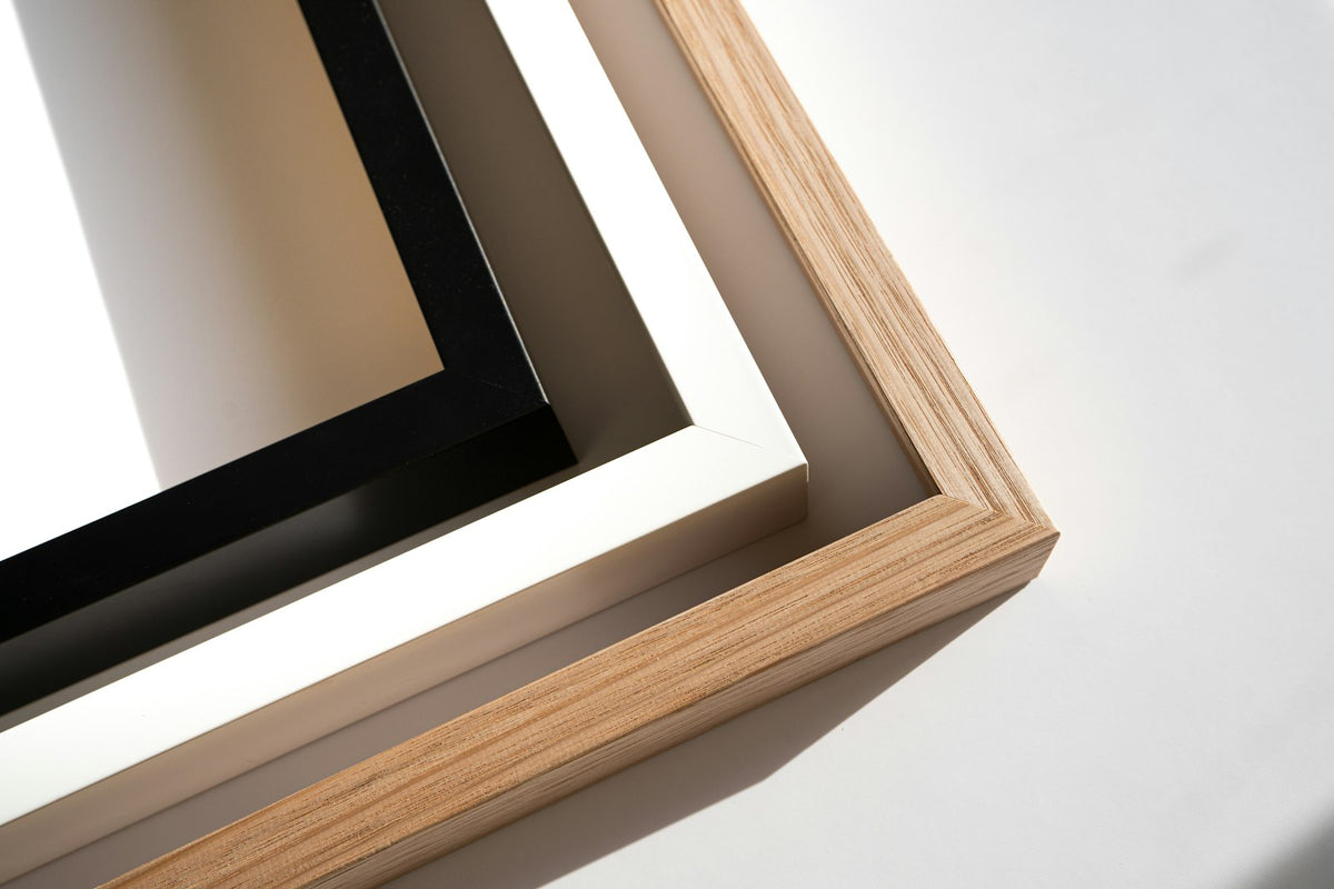 Wood frame with a black and white photo