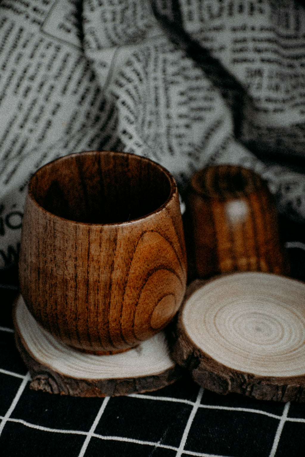 Wood coaster with a wooden cup