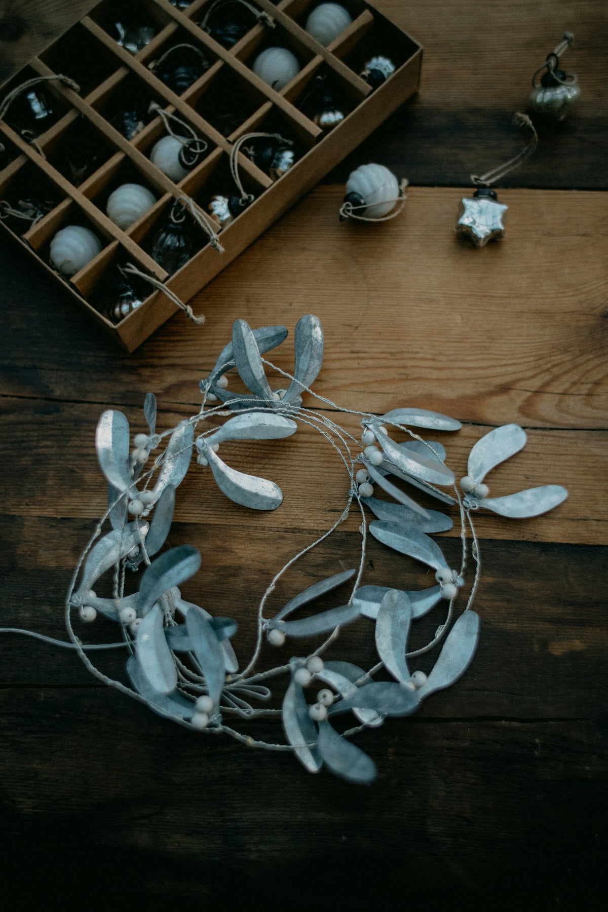Ornaments on a wooden table