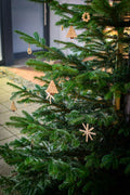 Christmas tree with wood ornaments